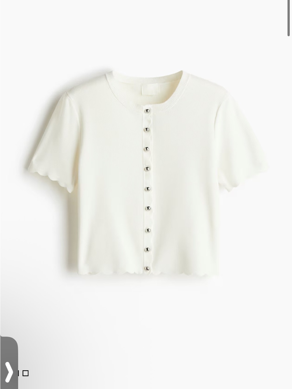 H&M White Short-Sleeve Button Knit Top